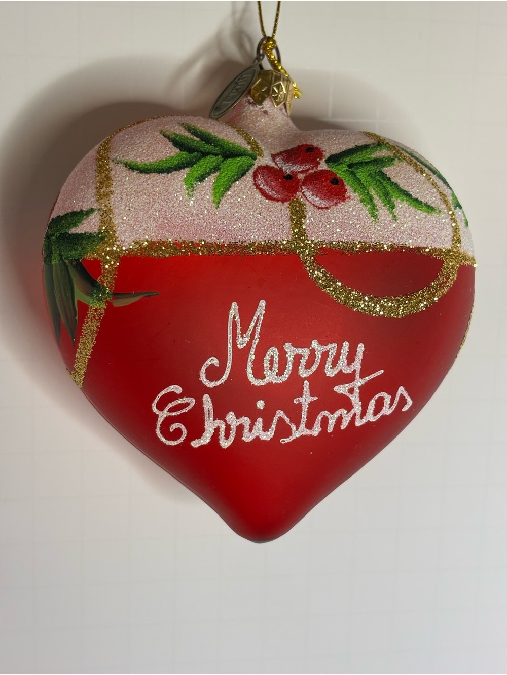 Pier1 Heart-Shaped Red Merry Christmas Ornament. 2015